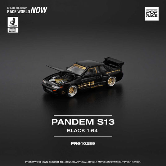 Pop Race - Pandem Silvia S13 (Black) 1/64 Scale Diecast Model Car (PR640289)