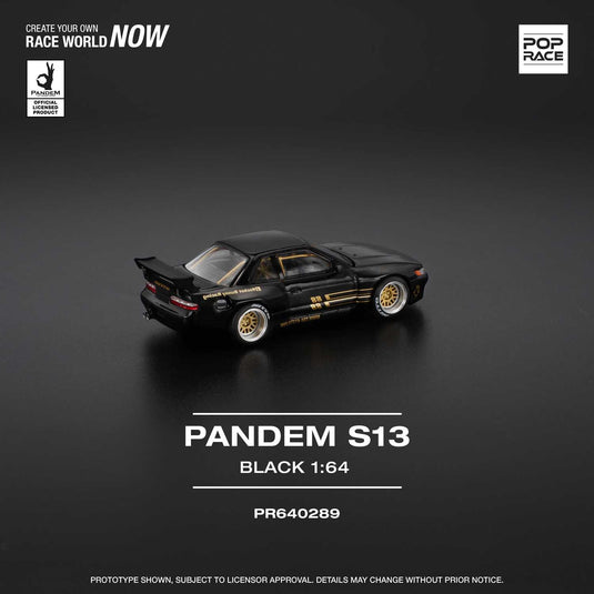 Pop Race - Pandem Silvia S13 (Black) 1/64 Scale Diecast Model Car (PR640289)