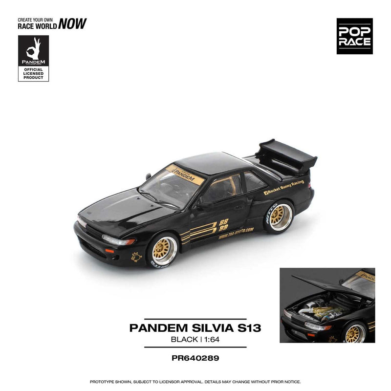 Load image into Gallery viewer, Pop Race - Pandem Silvia S13 (Black) 1/64 Scale Diecast Model Car (PR640289)
