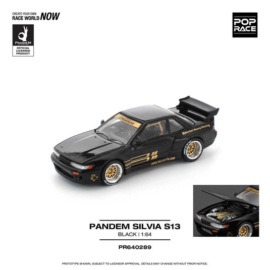 Pop Race - Pandem Silvia S13 (Black) 1/64 Scale Diecast Model Car (PR640289)