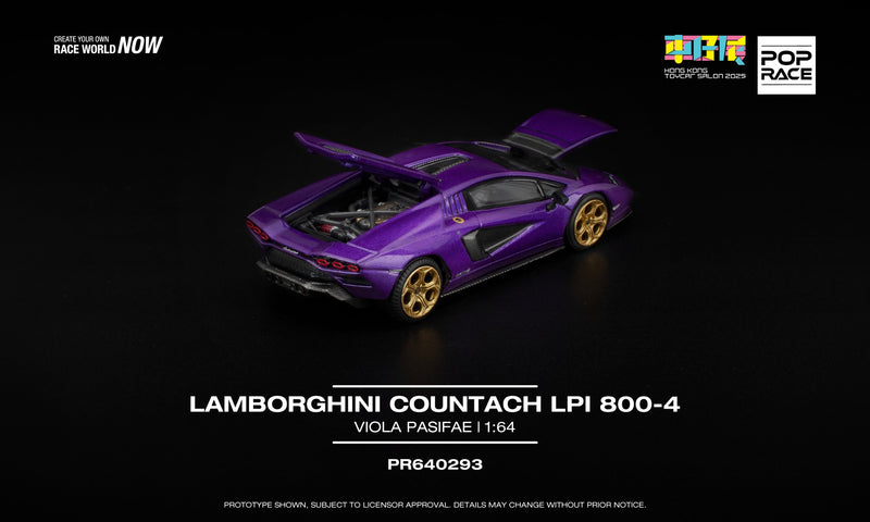 Load image into Gallery viewer, Pop Race - Lamborghini Countach LPI 800-4 (Shimmery Viola Pasifae) 1/64 Scale Diecast Model Car
