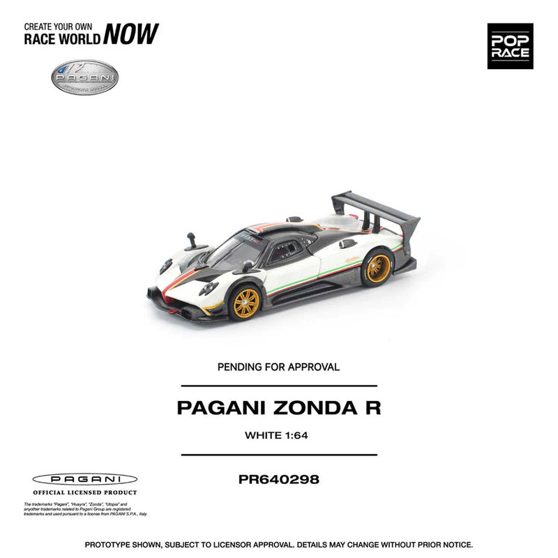 Load image into Gallery viewer, Pop Race - Pagani Zonda R (White) 1/64 Scale Diecast Model Car (PR640298)
