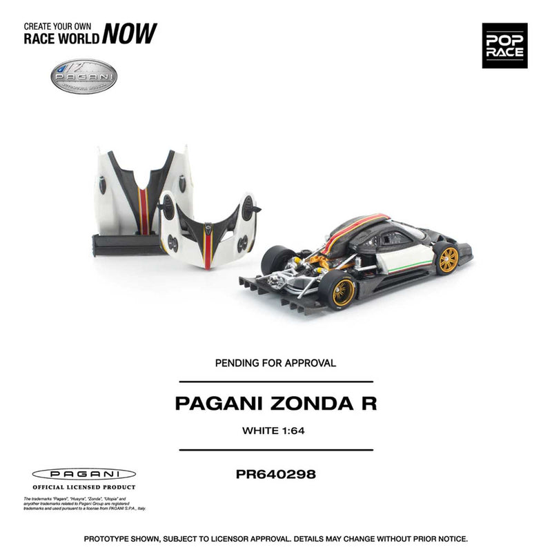 Load image into Gallery viewer, Pop Race - Pagani Zonda R (White) 1/64 Scale Diecast Model Car (PR640298)

