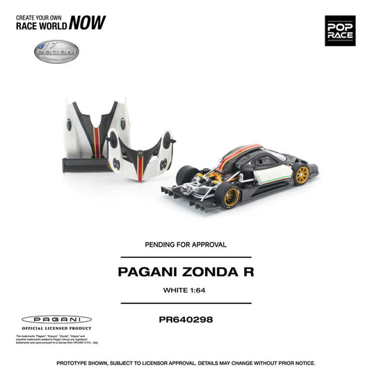 Pop Race - Pagani Zonda R (White) 1/64 Scale Diecast Model Car (PR640298)
