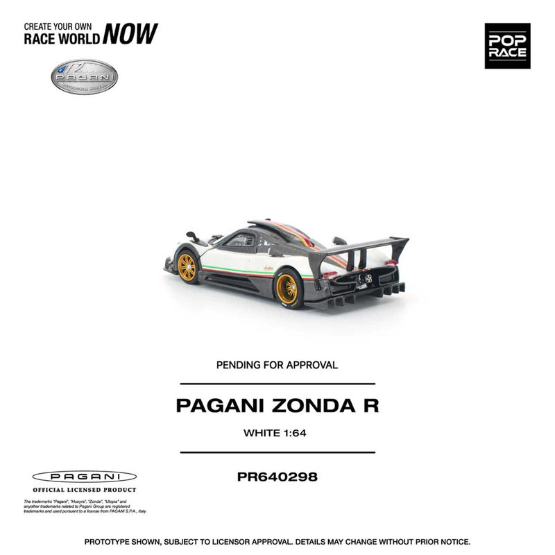 Load image into Gallery viewer, Pop Race - Pagani Zonda R (White) 1/64 Scale Diecast Model Car (PR640298)
