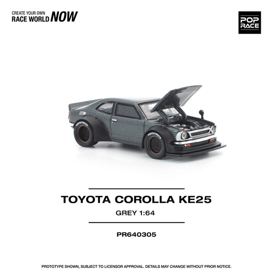 Pop Race - Toyota Corolla KE25 (Matte Grey) 1/64 Scale Diecast Model Car (PR640305)