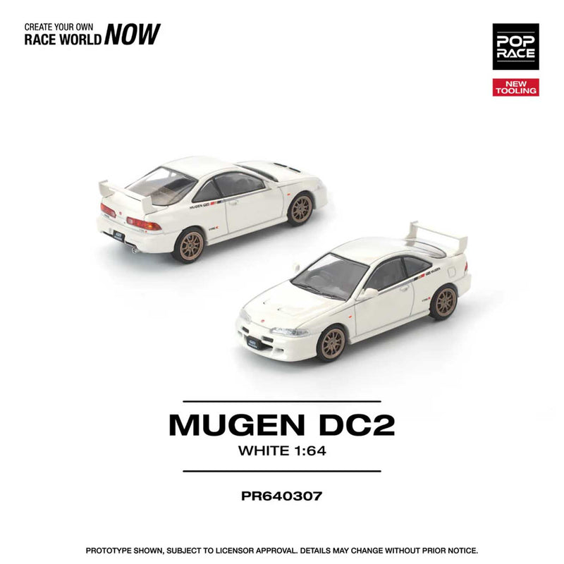 Load image into Gallery viewer, Pop Race - Mugen DC2 (White) 1/64 Scale Diecast Model Car (PR640307)
