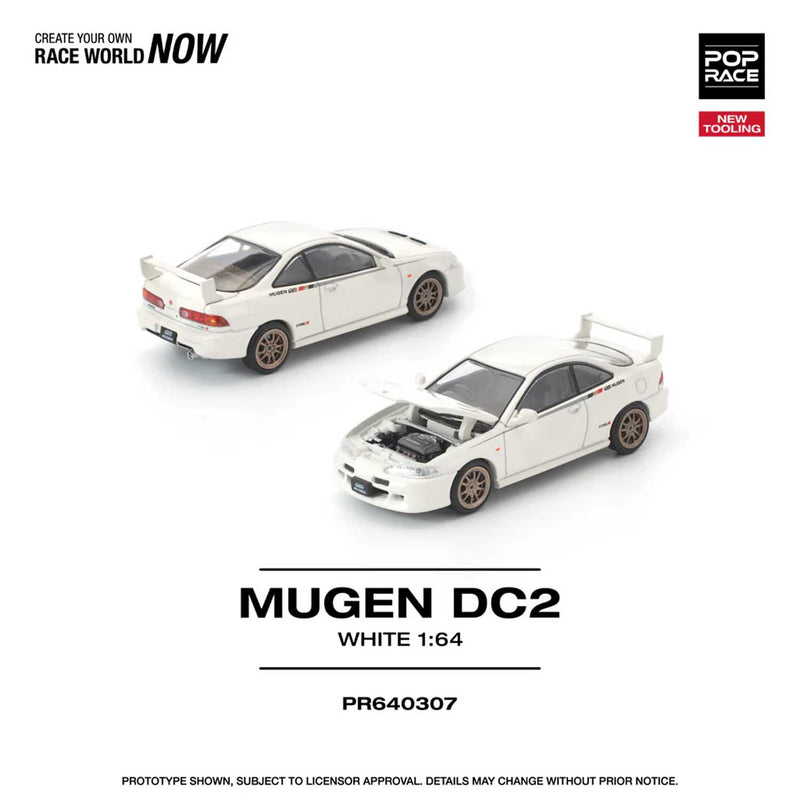 Load image into Gallery viewer, Pop Race - Mugen DC2 (White) 1/64 Scale Diecast Model Car (PR640307)
