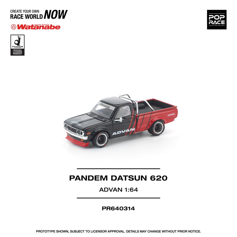 Load image into Gallery viewer, Pop Race - Pandem Datsun 620 (Advan) 1/64 Scale Diecast Model Car (PR640314)
