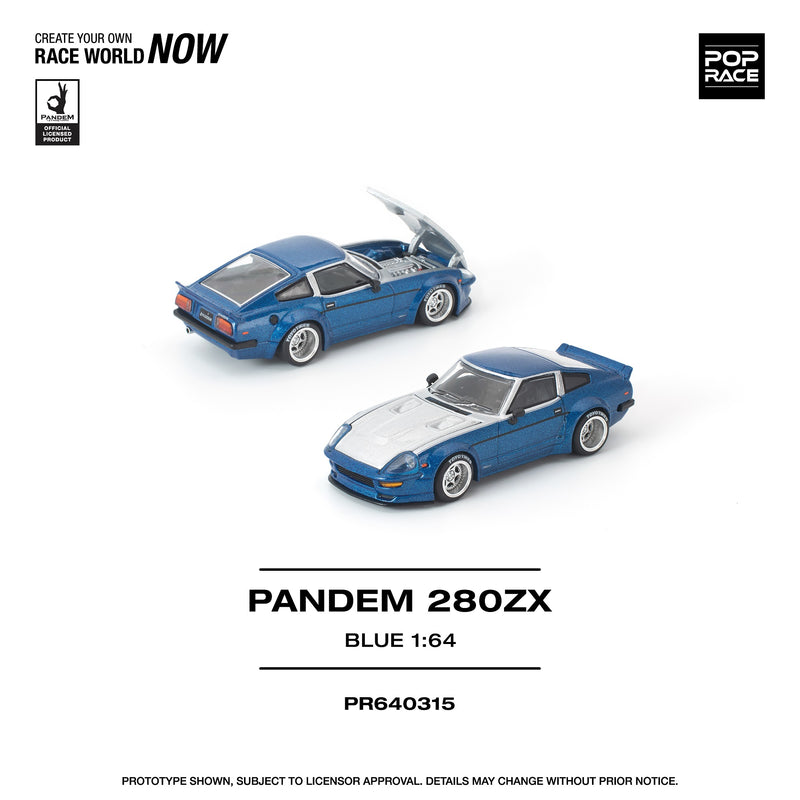 Load image into Gallery viewer, Pop Race - Pandem 280ZX (Blue) 1/64 Scale Diecast Model Car (PR640315)

