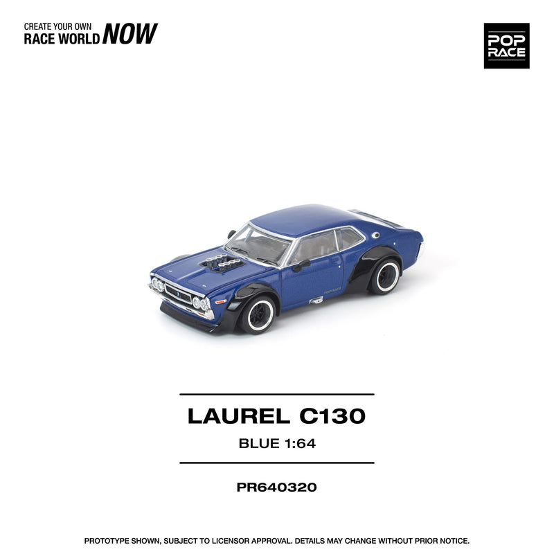 Load image into Gallery viewer, Pop Race - Laurel C130 (Blue) 1/64 Scale Diecast Model Car (PR640320)
