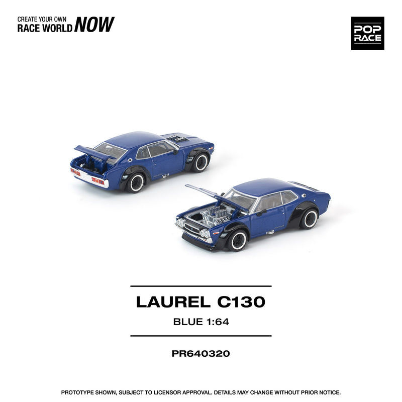 Load image into Gallery viewer, Pop Race - Laurel C130 (Blue) 1/64 Scale Diecast Model Car (PR640320)
