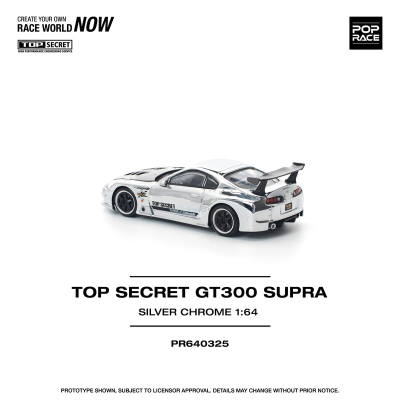 Load image into Gallery viewer, Pop Race - Top Secret GT300 Supra (Silver Chrome) 1/64 Scale Diecast Model Car
