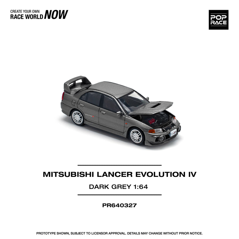 Load image into Gallery viewer, Pop Race - Mitsubishi Lancer Evolution IV (Dark Grey) 1/64 Scale Diecast Model Car
