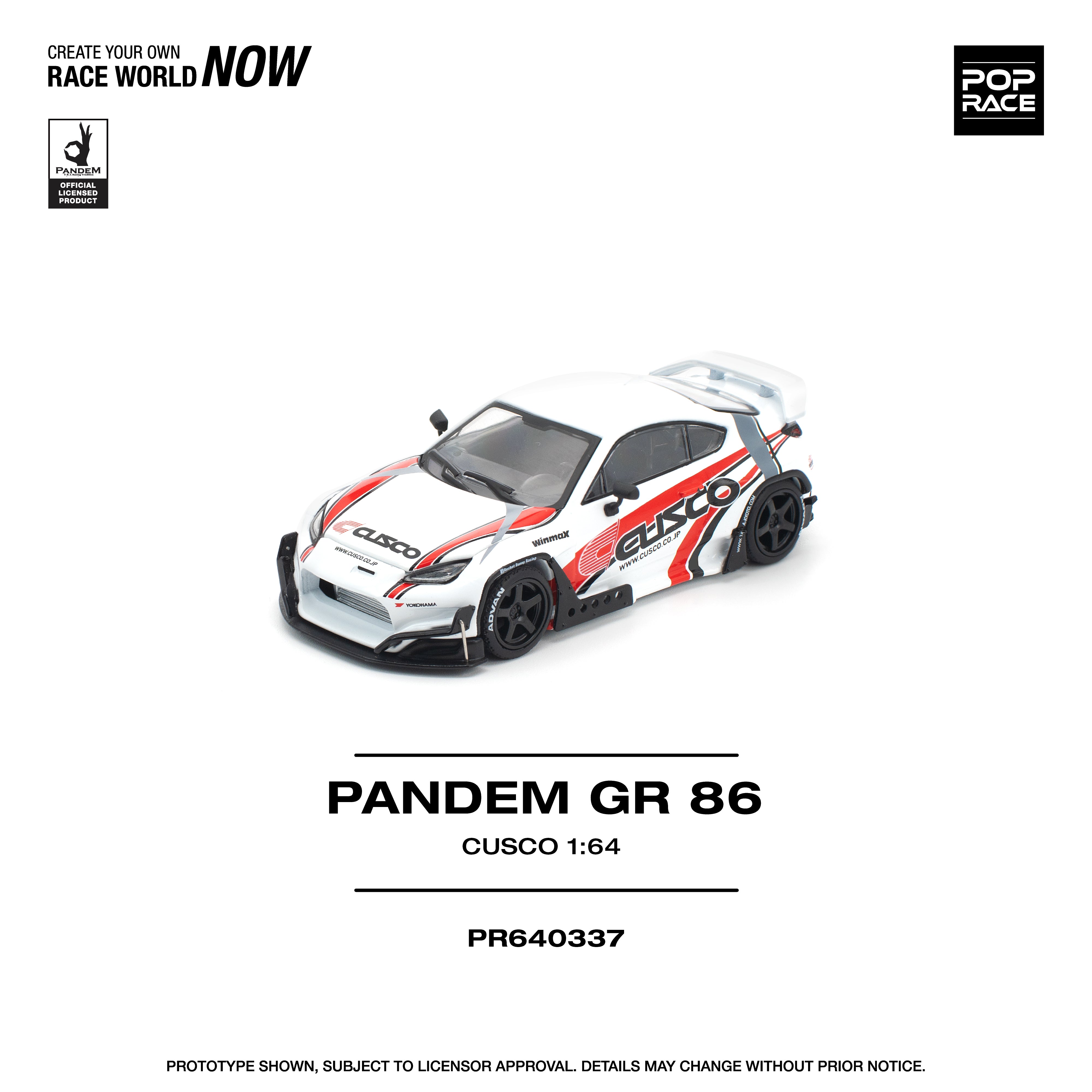 Pop Race - Pandem GR86 (CUSCO) 1/64 Scale Diecast Model Car – Ages