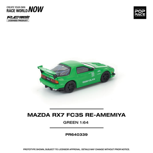 Pop Race - Mazda RX7 (FC3S) Re-Amemiya (Green) 1/64 Scale Diecast Model Car