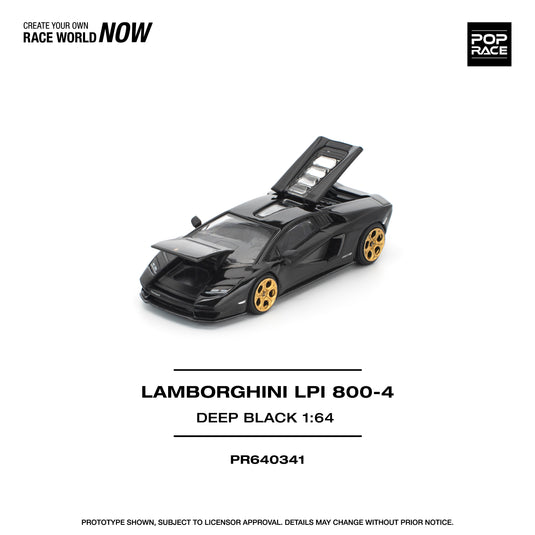 Pop Race - Lamborghini Countach LPI 800-4 (Deep Black) 1/64 Scale Diecast Model Car