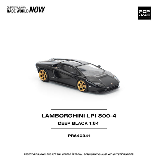 Pop Race - Lamborghini Countach LPI 800-4 (Deep Black) 1/64 Scale Diecast Model Car