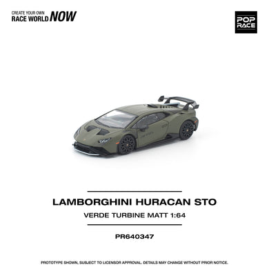Pop Race - Lamborghini Huracan STO (Verde Turbine Matt) 1/64 Scale Diecast Model Car