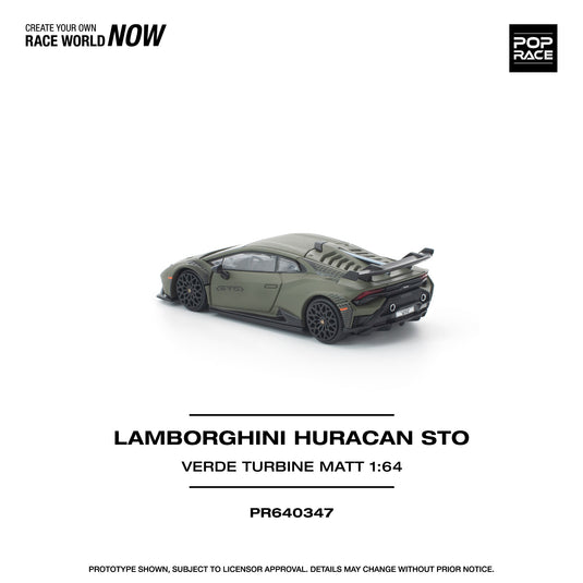 Pop Race - Lamborghini Huracan STO (Verde Turbine Matt) 1/64 Scale Diecast Model Car