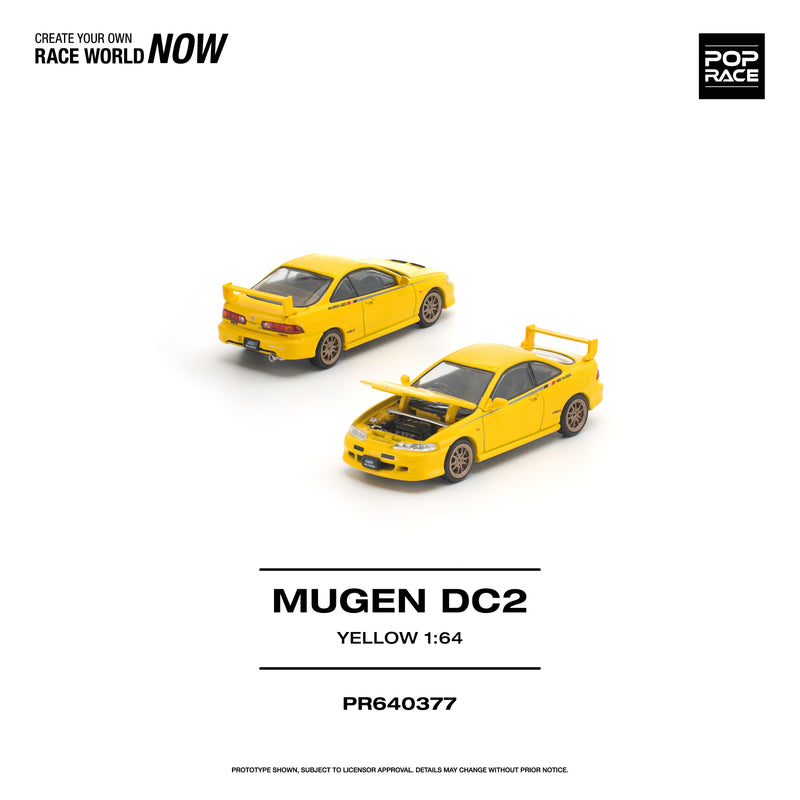 Load image into Gallery viewer, Pop Race - Mugen DC2 (Yellow) 1/64 Scale Diecast Model Car (PR640377)
