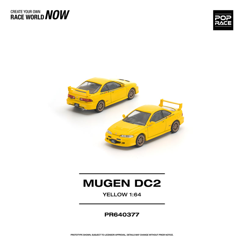 Load image into Gallery viewer, Pop Race - Mugen DC2 (Yellow) 1/64 Scale Diecast Model Car (PR640377)
