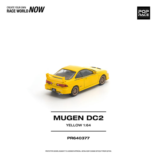 Pop Race - Mugen DC2 (Yellow) 1/64 Scale Diecast Model Car (PR640377)