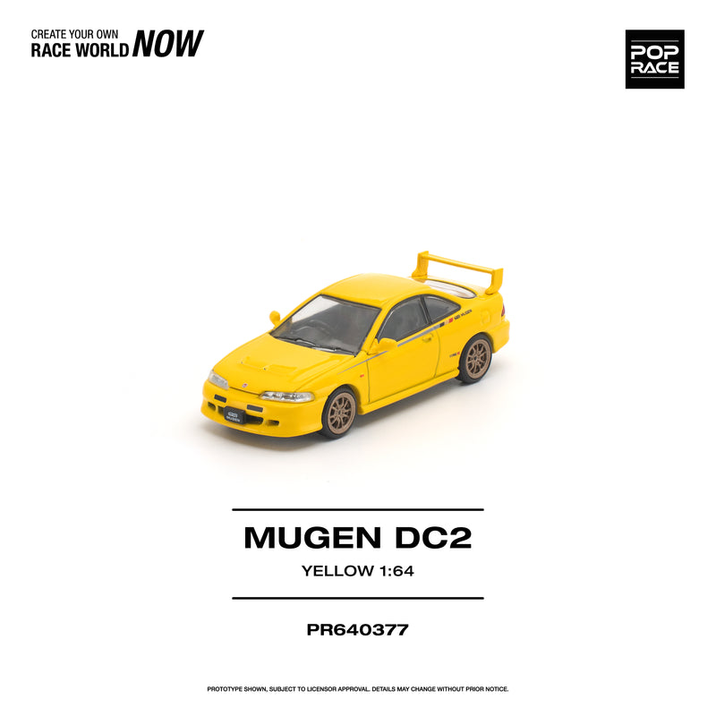 Load image into Gallery viewer, Pop Race - Mugen DC2 (Yellow) 1/64 Scale Diecast Model Car (PR640377)

