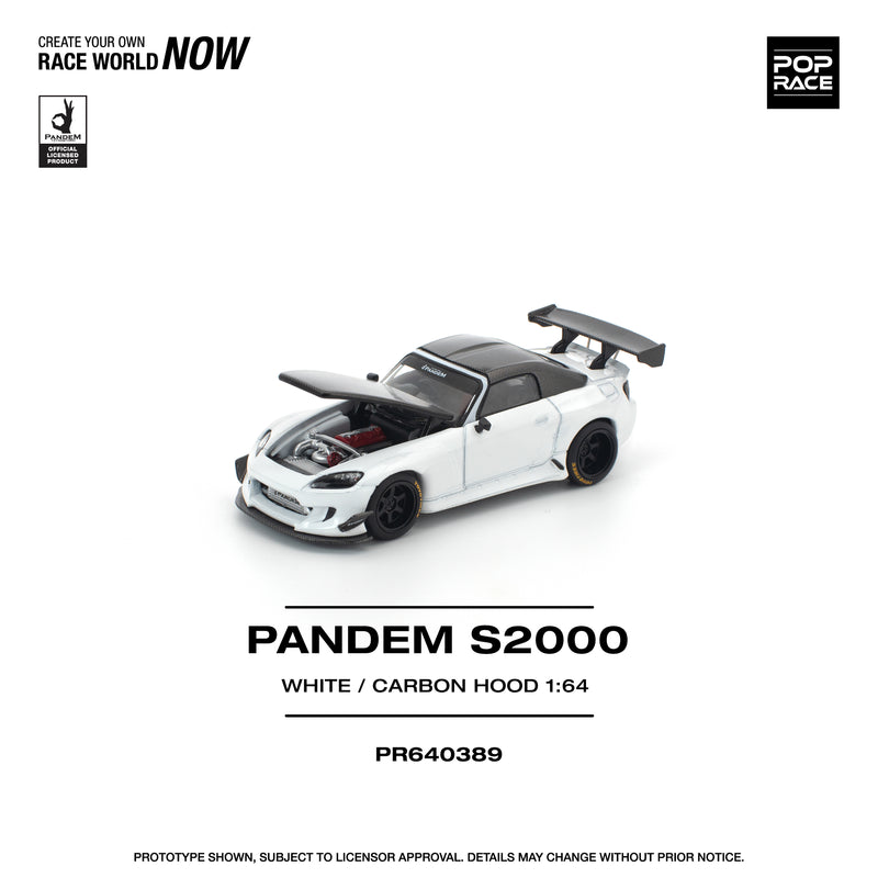 Load image into Gallery viewer, Pop Race - Pandem S2000 Soft Top (White/Carbon Hood) 1/64 Scale Diecast Model Car
