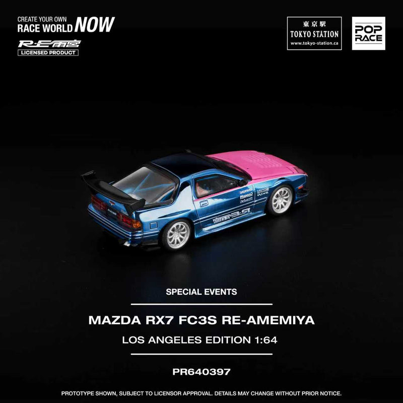 Load image into Gallery viewer, Pop Race - Mazda RX7 FC3S Re-Amemiya (Los Angeles Edition) 1/64 Scale Diecast Model Car (PR640397)
