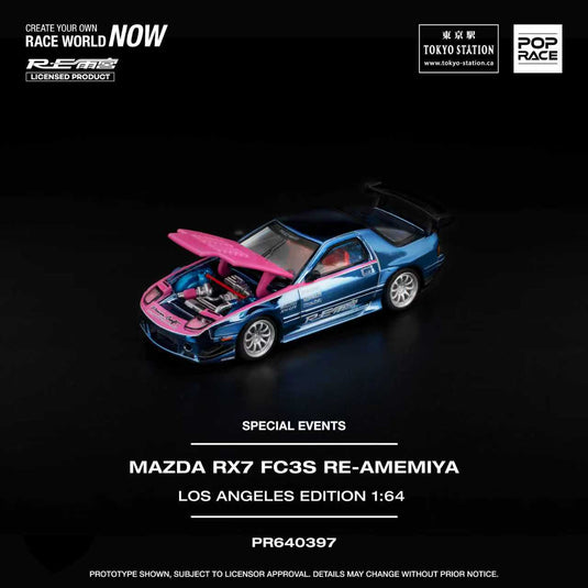 Pop Race - Mazda RX7 FC3S Re-Amemiya (Los Angeles Edition) 1/64 Scale Diecast Model Car (PR640397)