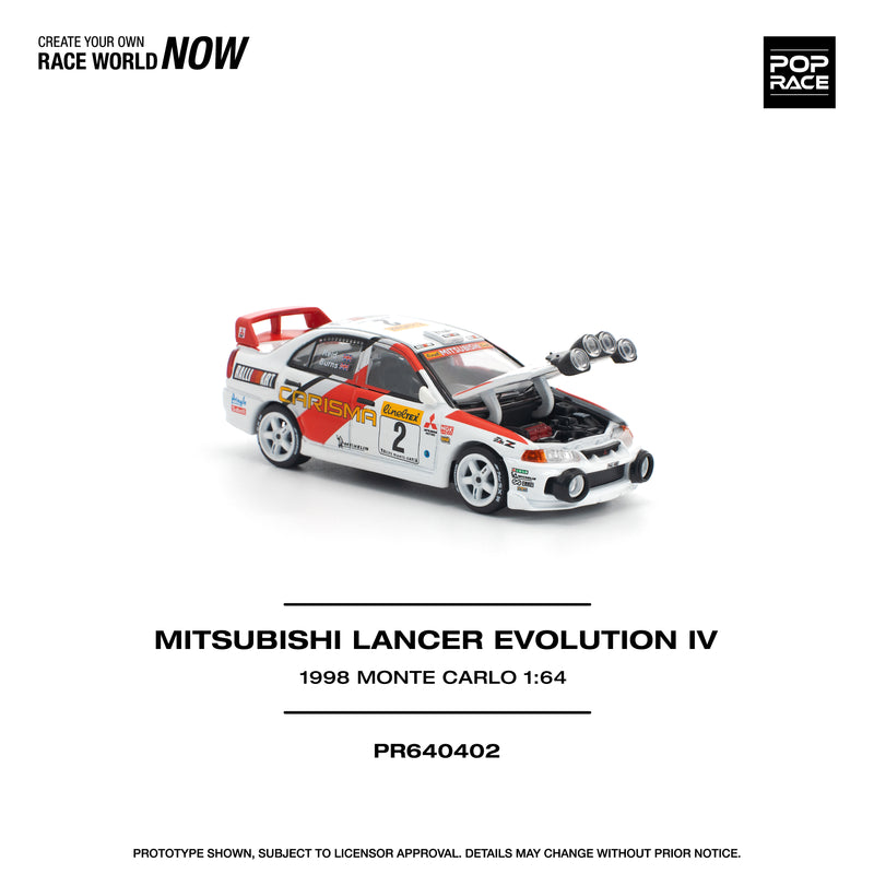 Load image into Gallery viewer, Pop Race - Mitsubishi Lancer Evolution IV (1998 Monte Carlo Rally) 1/64 Scale Diecast Model Car
