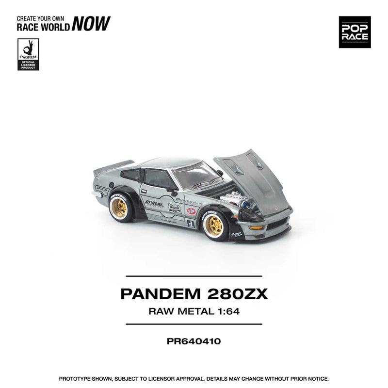 Pop Race - Pandem 280ZX (Raw Metal) 1/64 Scale Diecast Model Car