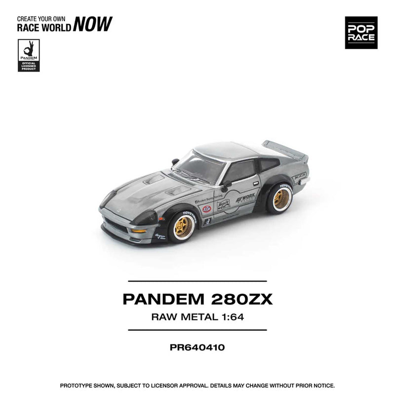 Load image into Gallery viewer, Pop Race - Pandem 280ZX (Raw Metal) 1/64 Scale Diecast Model Car (PR640410)
