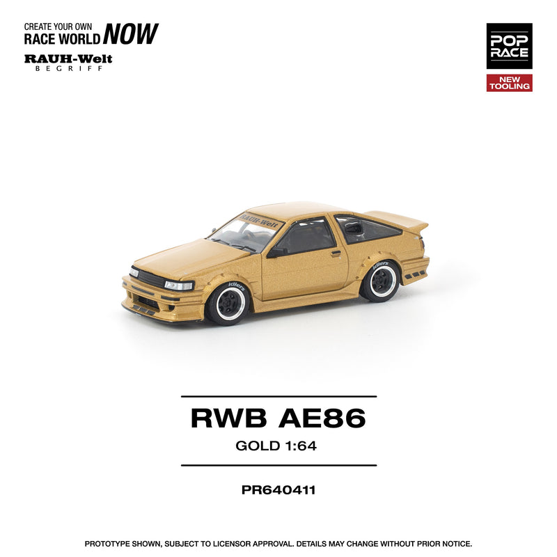 Load image into Gallery viewer, Pop Race - RWB AE86 (Gold) 1/64 Scale Diecast Model Car
