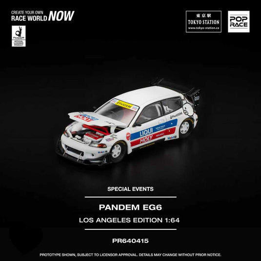 Pop Race - Pandem EG6 (Los Angeles Edition) 1/64 Scale Diecast Model Car (PR640415)