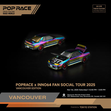 Pop Race - Skyline GT-R R32 (Magic Chrome) (Vancouver Edition) 1/64 Scale Diecast Model Car