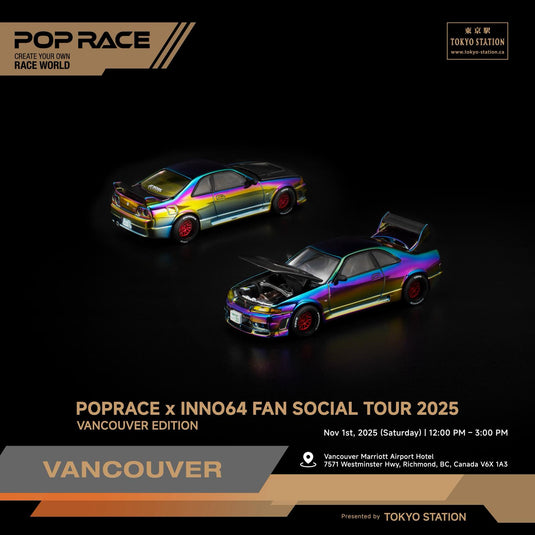 Pop Race - Skyline GT-R R33 (Magic Chrome) (Vancouver Edition) 1/64 Scale Diecast Model Car