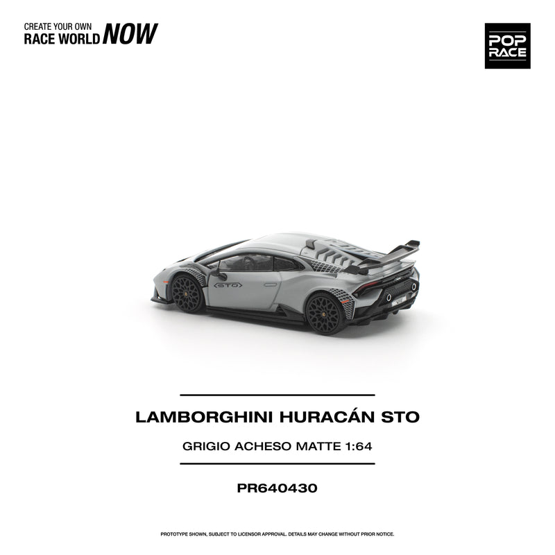 Load image into Gallery viewer, Pop Race - Lamborghini Huracan STO (Grigio Acheso Matte) 1/64 Scale Diecast Model Car (PR640430)
