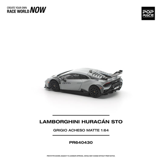 Pop Race - Lamborghini Huracan STO (Grigio Acheso Matte) 1/64 Scale Diecast Model Car (PR640430)