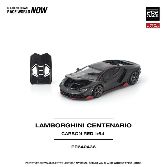 Pop Race - Lamborghini Centanario (Carbon Red) 1/64 Scale Diecast Model Car