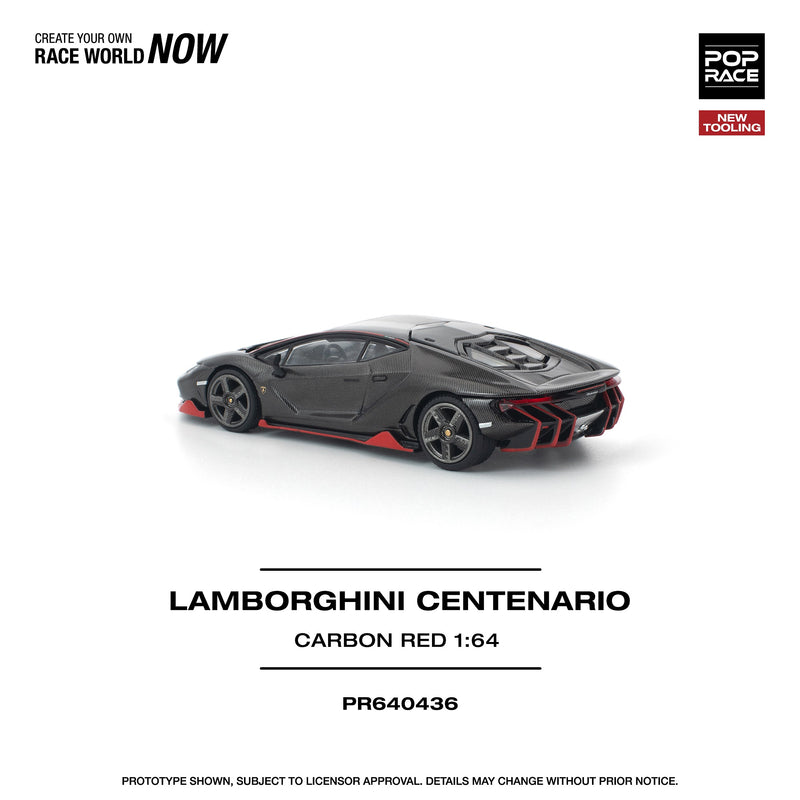 Load image into Gallery viewer, Pop Race - Lamborghini Centanario (Carbon Red) 1/64 Scale Diecast Model Car
