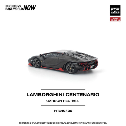 Pop Race - Lamborghini Centanario (Carbon Red) 1/64 Scale Diecast Model Car