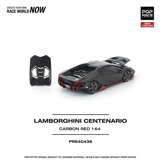 Pop Race - Lamborghini Centanario (Carbon Red) 1/64 Scale Diecast Model Car
