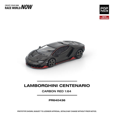 Pop Race - Lamborghini Centanario (Carbon Red) 1/64 Scale Diecast Model Car