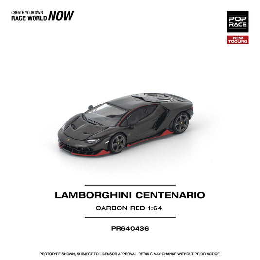 Pop Race - Lamborghini Centanario (Carbon Red) 1/64 Scale Diecast Model Car