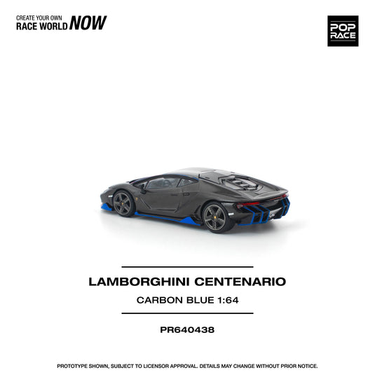Pop Race - Lamborghini Centenario (Carbon Blue) 1/64 Scale Diecast Model Car (PR640438)