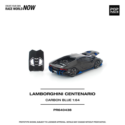 Pop Race - Lamborghini Centenario (Carbon Blue) 1/64 Scale Diecast Model Car (PR640438)