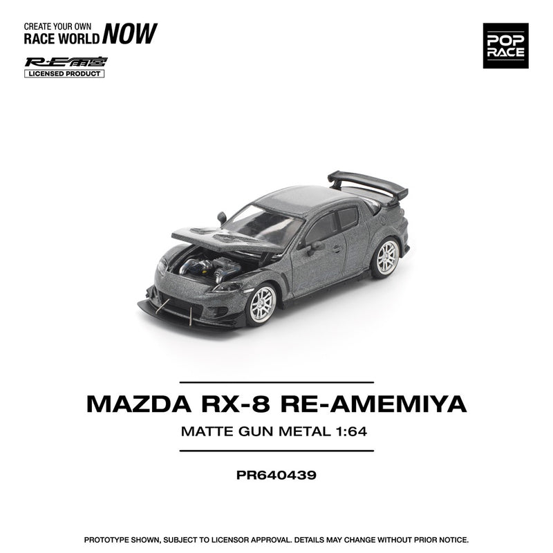 Load image into Gallery viewer, Pop Race - Mazda RX-8 Re-Amemya (Gun Metal) 1/64 Scale Diecast Model Car

