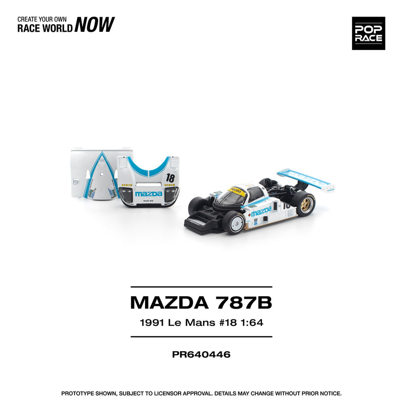 Load image into Gallery viewer, Pop Race - Mazda 787B (1991 Le Mans #18) 1/64 Scale Diecast Model Car (PR640446)
